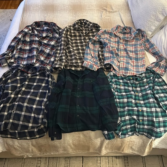 Set of 6 J. Crew Size Large Slim Fit Men’s Flannels - Picture 1 of 11